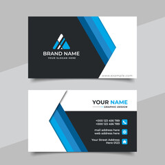 Blue modern creative business card and name card horizontal simple clean template vector design