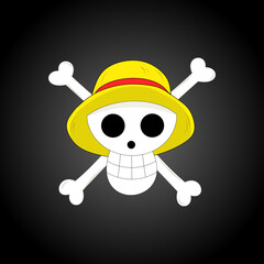 Fanart of Straw hat pirate logo isolated Vector illustration