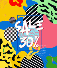 Sale doodle art header with different shapes and textures