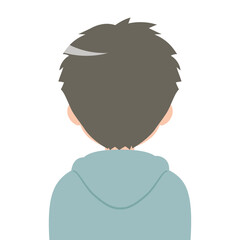 若い男性の後ろ姿 バストアップイラスト