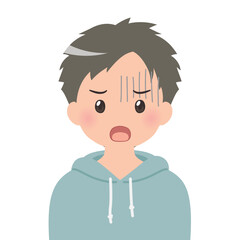 青ざめる 若い男性のバストアップイラスト