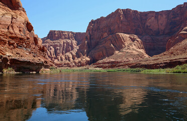 Fototapeta na wymiar Colorado River - kayaking Horseshoe Bend on Colorado River, Page, Arizona