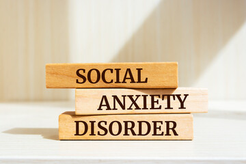 Wooden blocks with words 'Social Anxiety Disorder'.