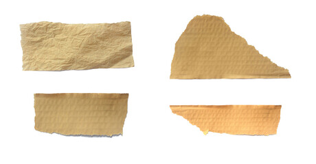 Collection of Recycled paper,crumpled paper,unfolded piece paper on white background