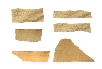 Collection of Recycled paper,crumpled paper,unfolded piece paper on white background