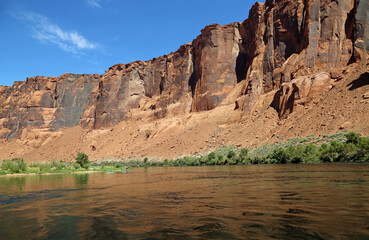 Fototapeta na wymiar On Colorado River - kayaking Horseshoe Bend on Colorado River, Page, Arizona