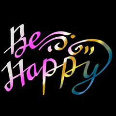 Be Happy, quotes doodle vector