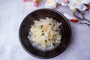 Korean food side dish stir-fried white radish