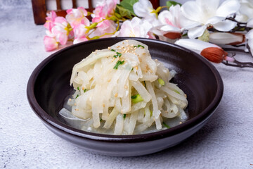 Korean food side dish stir-fried white radish