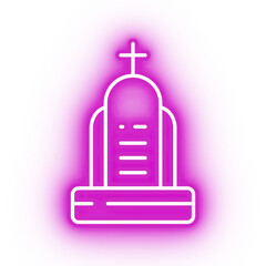 Obraz premium Neon pink tomb stone icon, illustration of glowing tomb stone