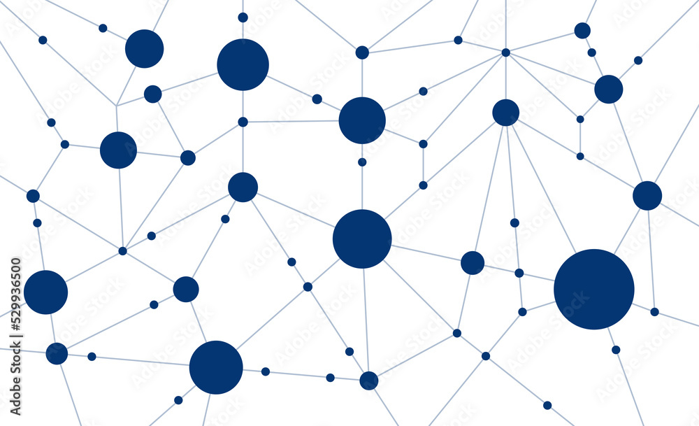 Leinwandbilder Network polygon connect lines and dots background template. Data linked global system graphic vector.	