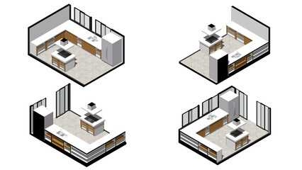 Isometric Architectural Projection - AI Kitchen Interior
