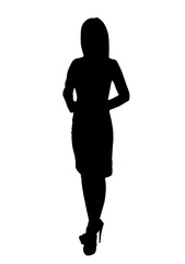 image drawing silhouette woman standing with white background