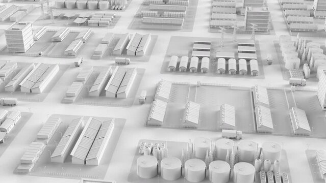 White industry model or smart industrial estate park with infrastructure