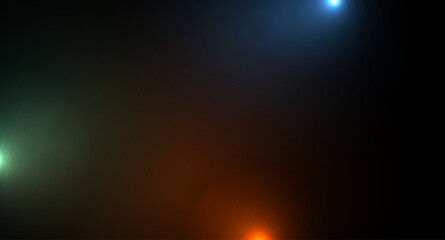Bright shining multicolored light on black background. Vector glowing illumination