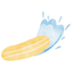Surf board summer watercolor illustration 