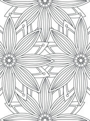 Doodle floral pattern in black and white. A page for coloring book: fascinating and relaxing job for children and adults. Zentangle drawing. Flower carpet in a magic garden