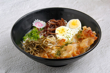 Freshly cooked Japanese food called pork ramen