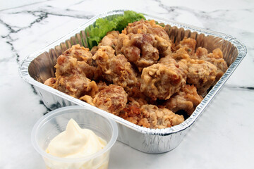 Freshly cooked Japanese food called Chicken Karaage