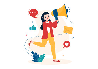 Public Relations Template Hand Drawn Cartoon Flat Illustration with Team for Idea of Marketing Campaign Through Mass Media to Advertise your Business