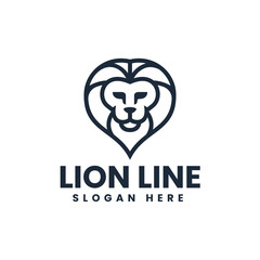 Vector Logo Illustration Lion Line Art Style.