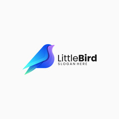 Vector Logo Illustration Little Bird Gradient Colorful Style.
