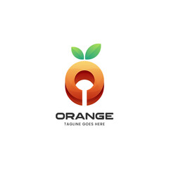 Vector Logo Illustration Orange Gradient Colorful Style.