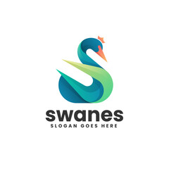 Vector Logo Illustration Swan Gradient Colorful Style.