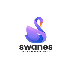 Vector Logo Illustration Swan Gradient Colorful Style.