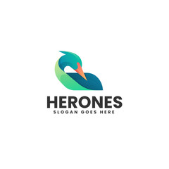 Vector Logo Illustration Heron Gradient Colorful Style.