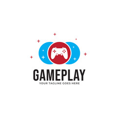 Game console and video games stick logo design template.