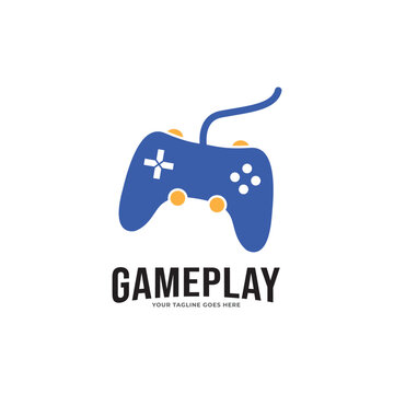 Game console and video games stick logo design template.