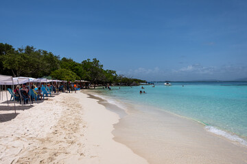 Cayo Azul (Morrocoy Archipelago), Falcon, Venezuela, 08.31.2022: tropical beach in the caribbean sea.