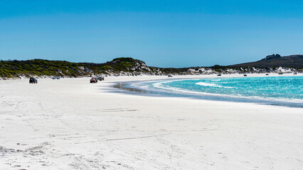 The white beach and crystal clear turquoise waters of Lucky Bay