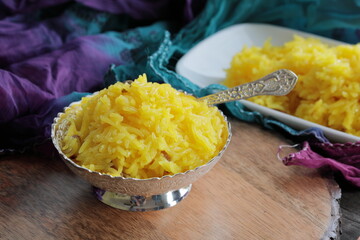 Yellow Saffron rice made in festival season