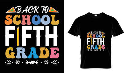 Back to school Fifth grade T-shirt design template 