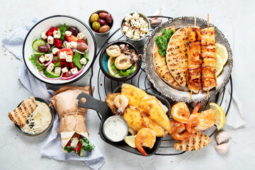 Fototapeta na wymiar Traditional greek food mix.