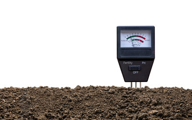 Soil meter with fertile loam for cultivation.