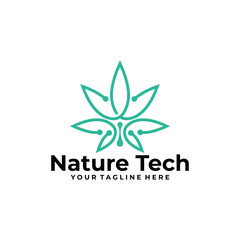 lotus logo concept, nature tech design template