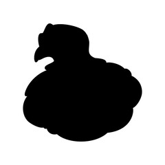 Hen or chicken silhouette isolated in white background. Free grazing hen bird in the runch. Hand drawn vector illustration