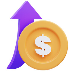 Revenue increases in business, 3d illustration rendering