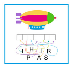 Puzzle game for kids. Read the word. Vector illustration for children education