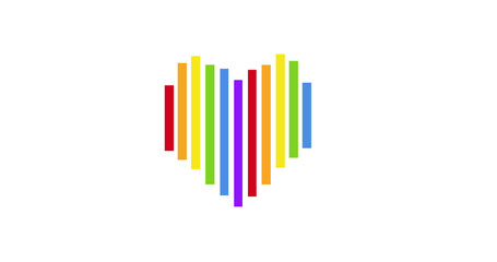 Image of rainbow heart on white background