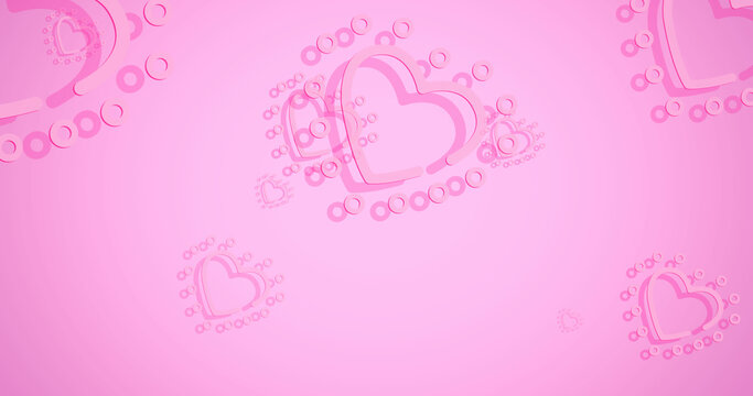 Image of pink flying hearts on pink background