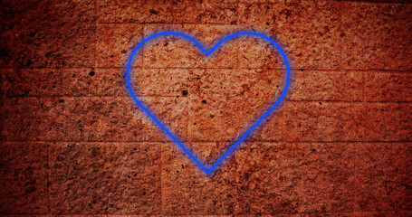 Obraz premium Heart neon sign on brick wall 4k