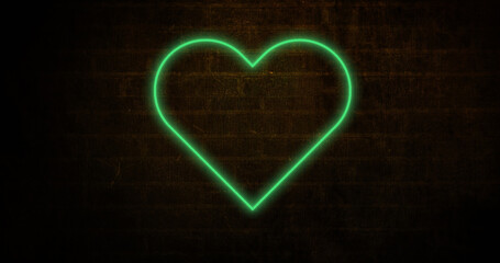 Heart neon sign on brick wall 4k