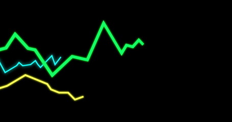 Image of financial data processing on black background