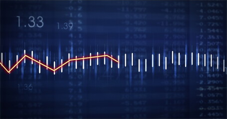 Image of white lines over numbers on blue background