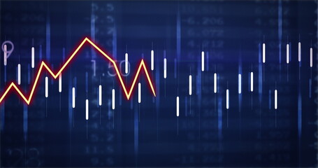 Image of white lines over numbers on blue background