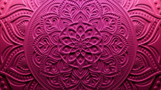 Diwali Celebration Wallpaper, with Pink 3D Decorative Flower. 3D Render.